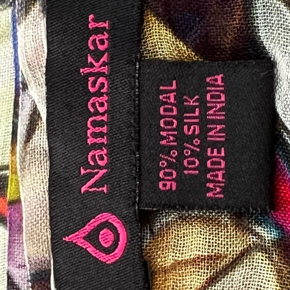⭕️Vibrant Multicolor Modal/Silk Oblong Lightweight Circle Design Scarf—Namaskar - Picture 14 of 17